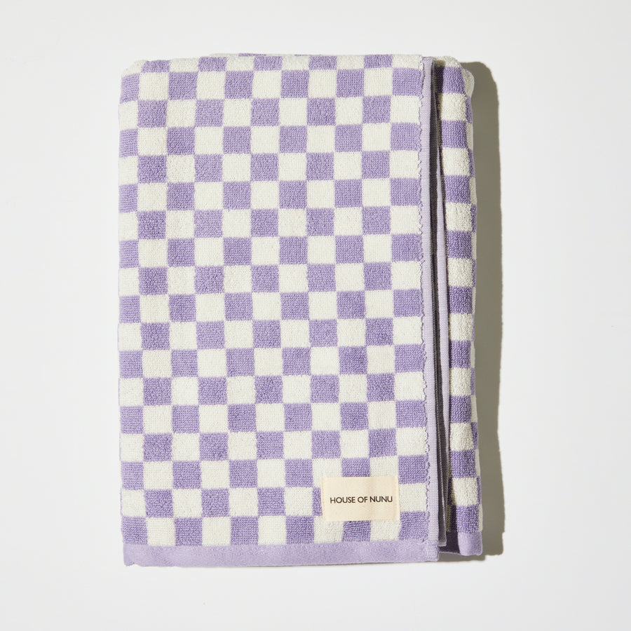 BATH TOWEL IN LILAC CHECK