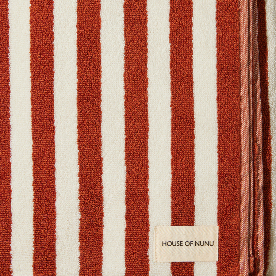 HAND TOWEL IN RED OCHRE STRIPE
