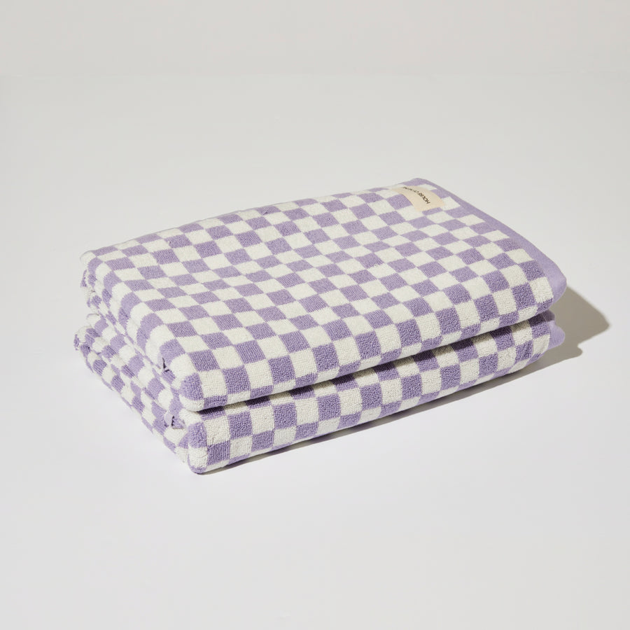 BATH TOWEL IN LILAC CHECK