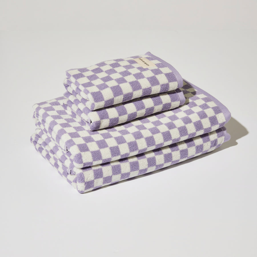 BATH TOWEL IN LILAC CHECK