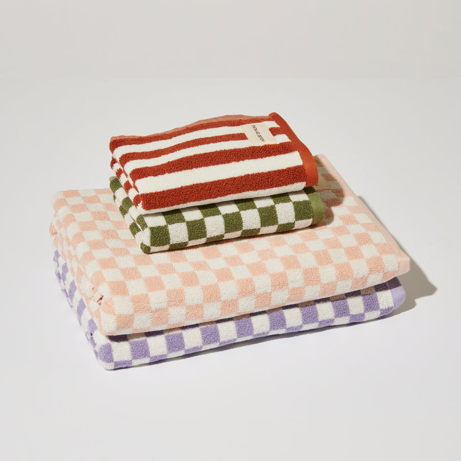 HAND TOWEL IN RED OCHRE STRIPE