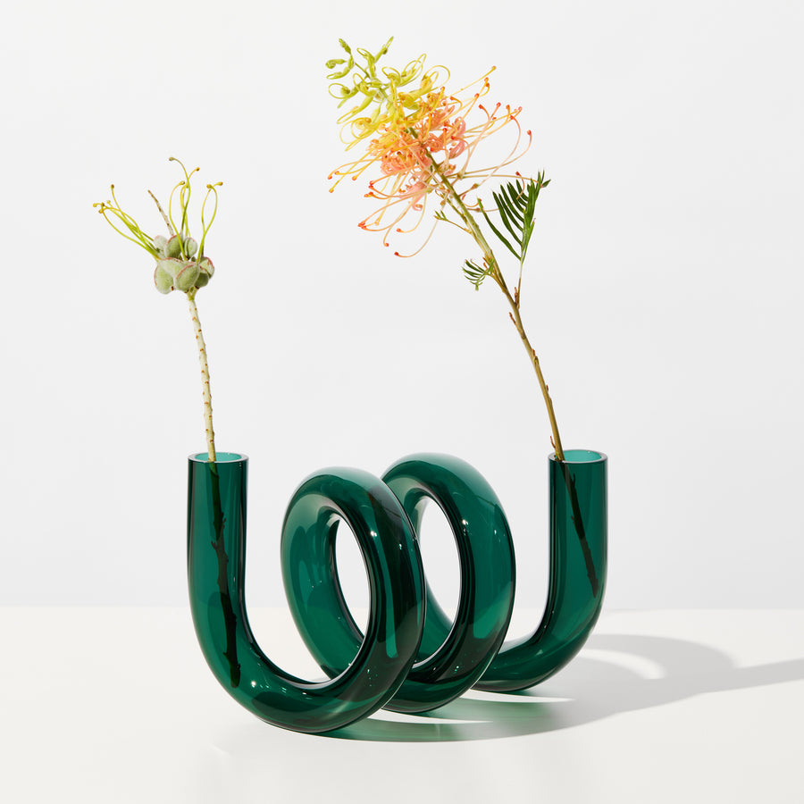 CURLY VASE IN TEAL