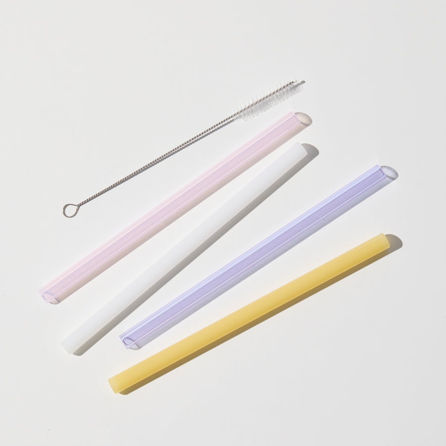 SIPPY SET OF 4 SMOOTHIE STRAWS + BRUSH CLEANER