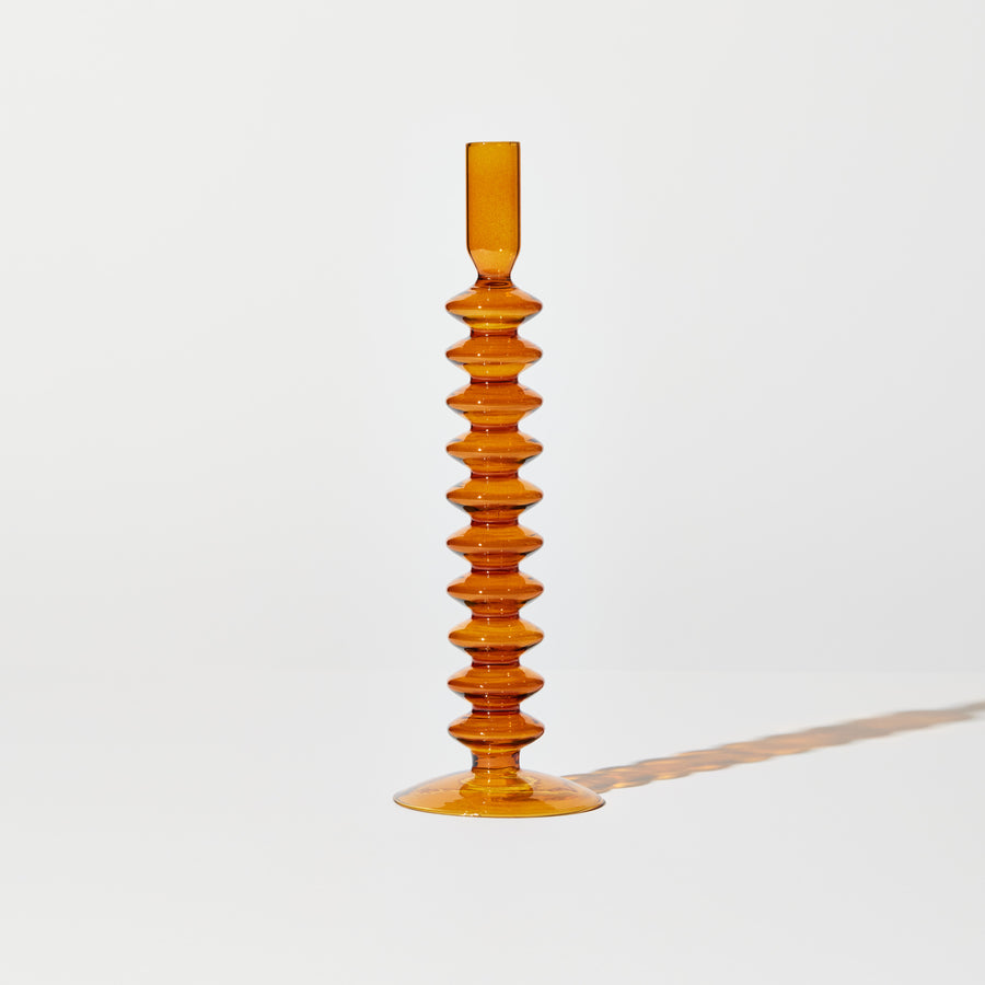 ZIG ZAG CANDLE HOLDER IN AMBER