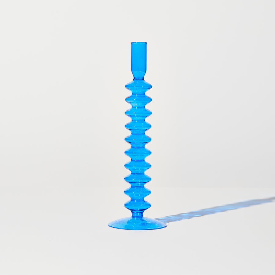 ZIG ZAG CANDLE HOLDER IN BLUE