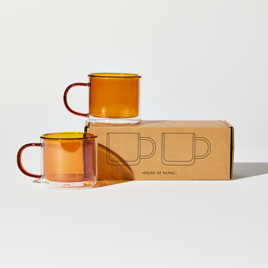 DOUBLE TROUBLE CUP SET IN AMBER
