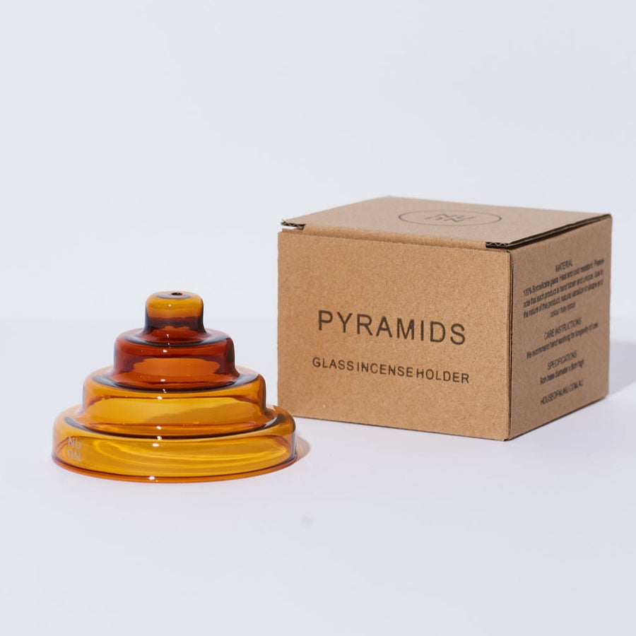 PYRAMIDS INCENSE HOLDER IN AMBER